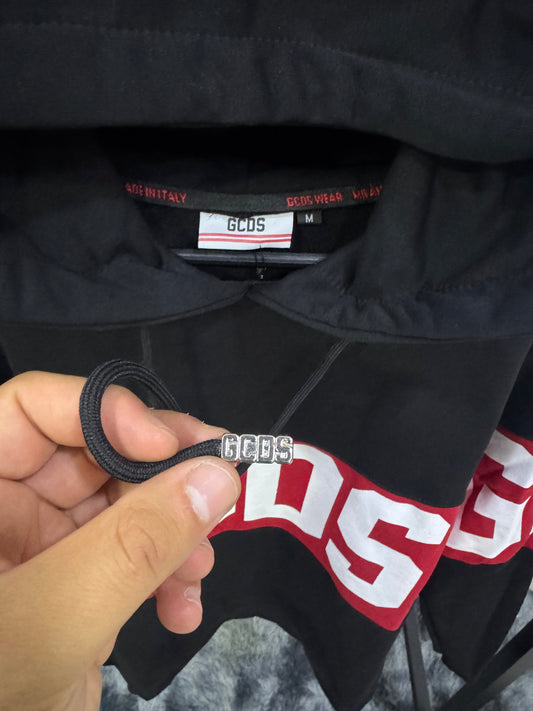 Felpa con cappuccio con logo a fascia GCDS