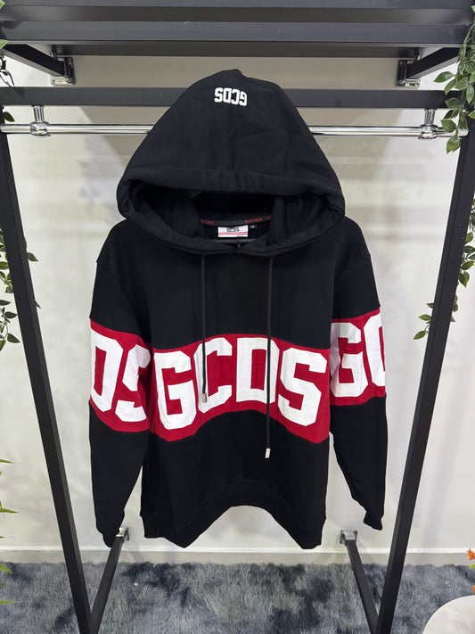 Felpa con cappuccio con logo a fascia GCDS