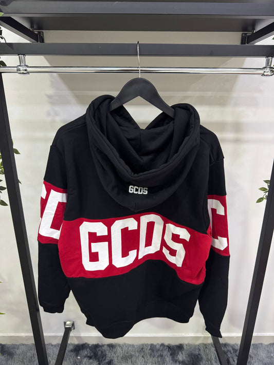 Felpa con cappuccio con logo a fascia GCDS