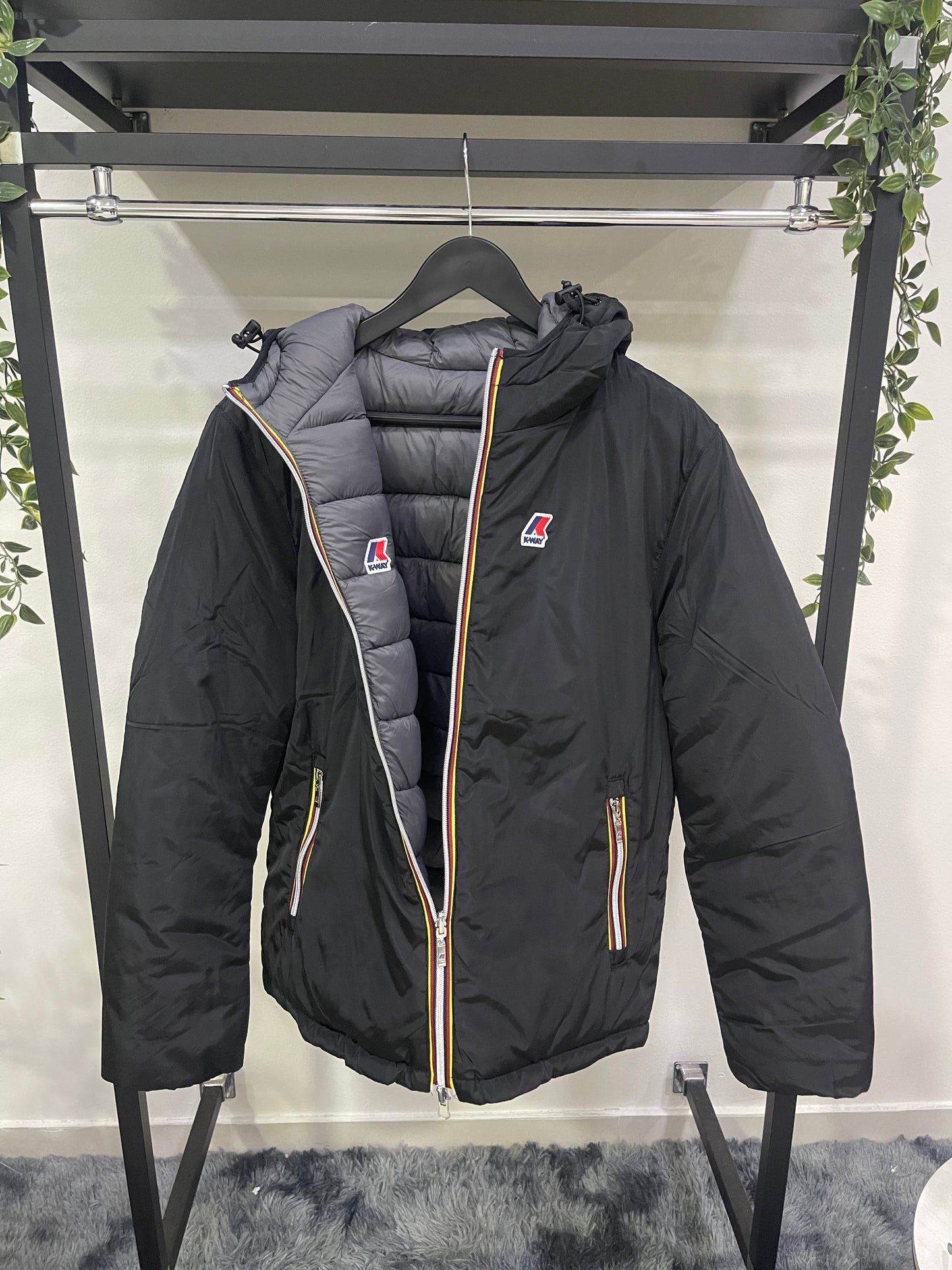 Giubbino K-Way Double Face Nero/Grigio