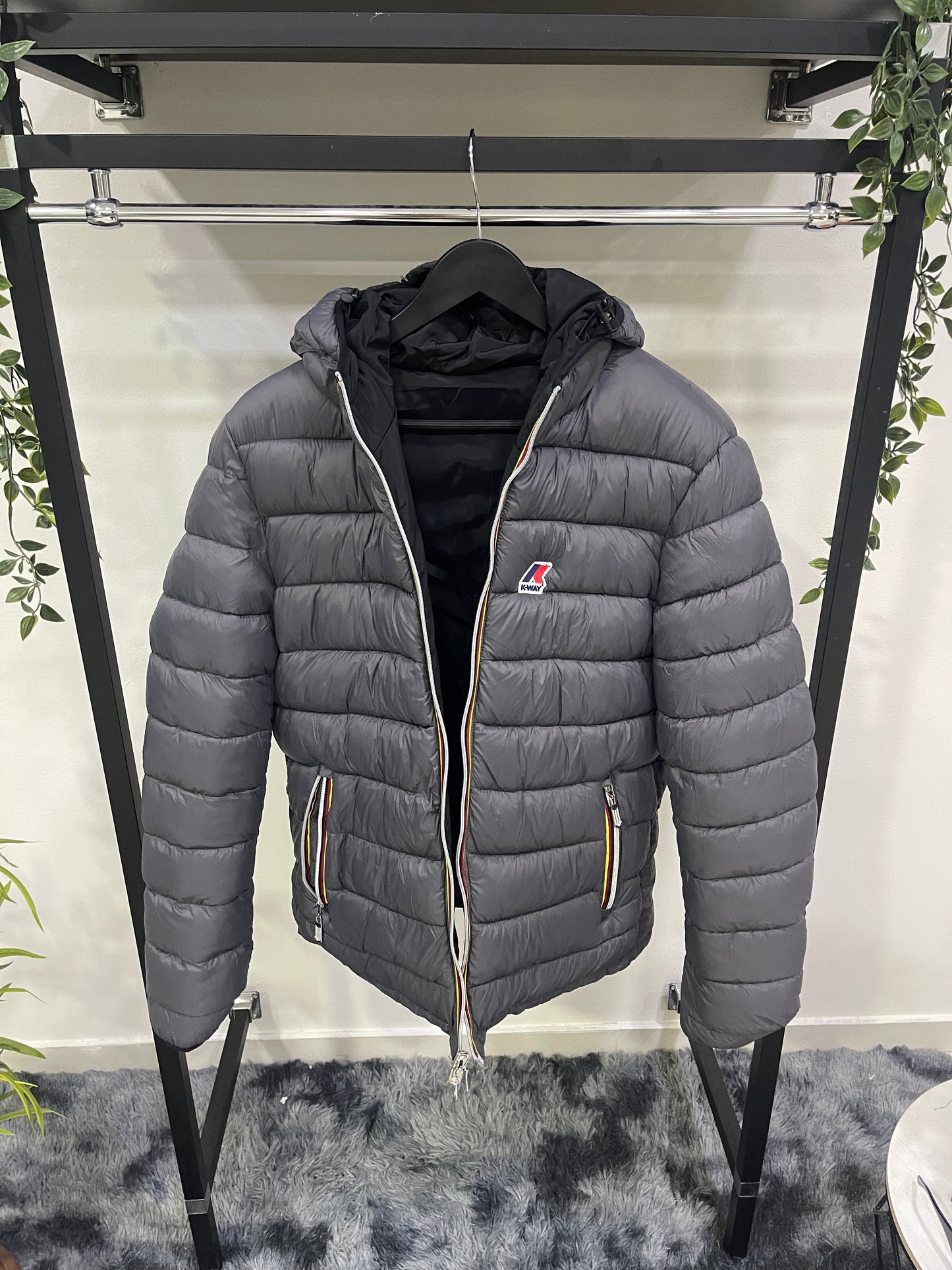 Giubbino K-Way Double Face Nero/Grigio